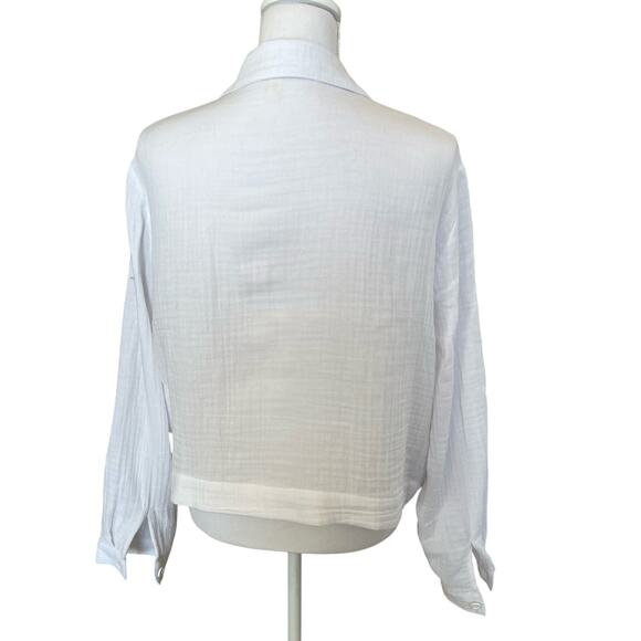 Eileen Fisher Cropped Lofty Gauze Jacket Size Medium White 100% Cotton System - Picture 6 of 11